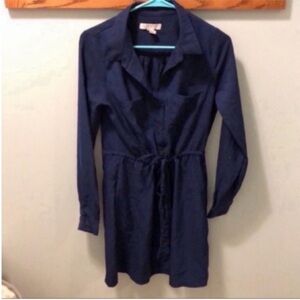 Forever 21 navy long sleeve military dress modest small S